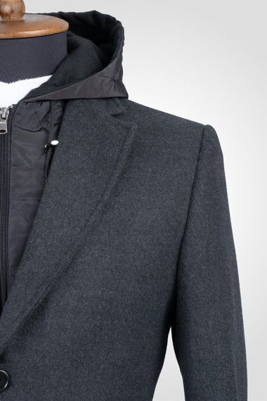 Suitmen Hooded Collar Cachet Coat Smoked - photo 3