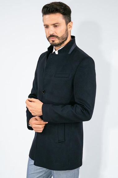 Suitmen High Collar Cachet Coat Navy Blue - photo 1