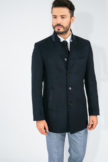 Suitmen High Collar Cachet Coat Navy Blue - photo 2