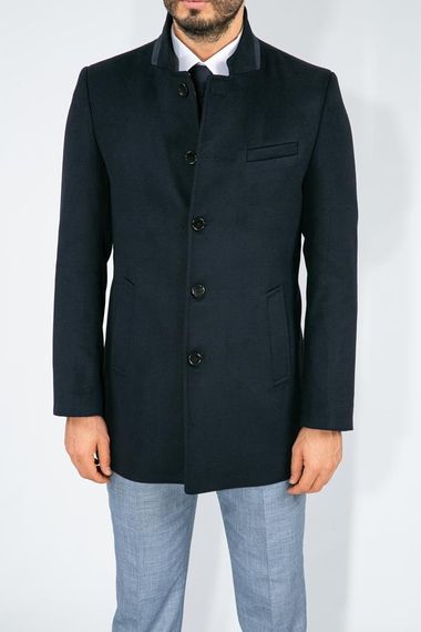 Suitmen High Collar Cachet Coat Navy Blue - photo 4