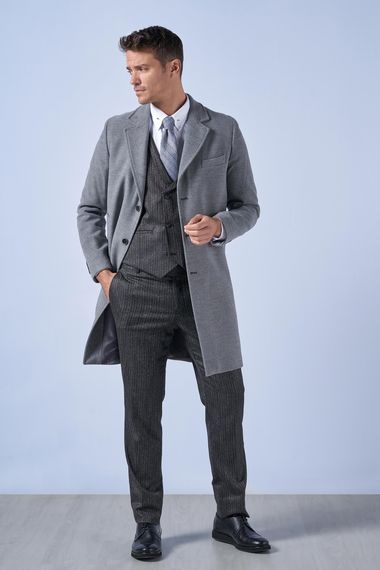 Suitmen Mono Collar Long Cachet Coat Dark Gray - photo 1