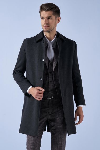 Suitmen Baby Collar Long Cachet Coat Anthracite - photo 3
