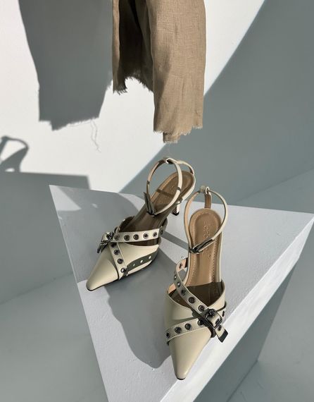 Emma Женские туфли на каблуке с ремешком на щиколотке и перекрестным ремешком Stone