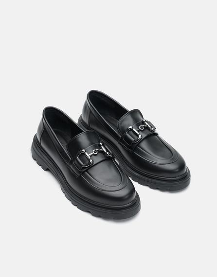 Pella Flat Leather Oxford Shoes Black - photo 2