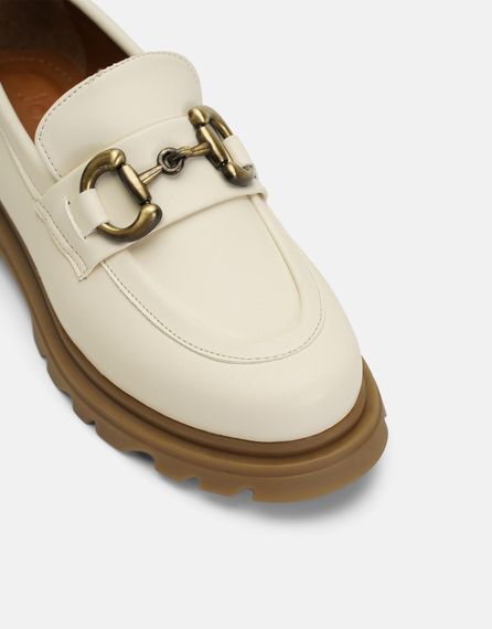 Pella Flat Leather Oxford Shoes Off White - photo 3