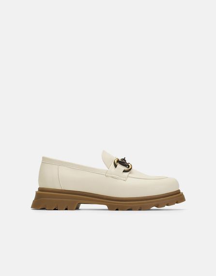 Pella Flat Leather Oxford Shoes Off White - photo 1