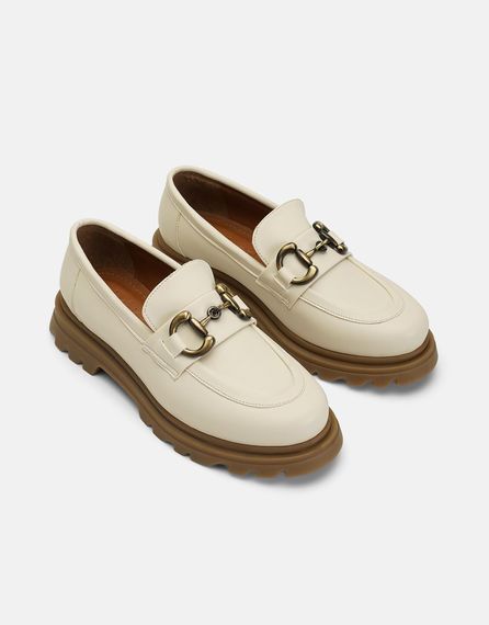 Pella Flat Leather Oxford Shoes Off White - photo 2