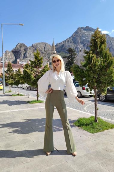 High Waist Ribbed Trousers