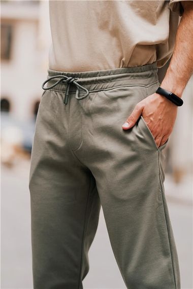 Чоловічі 2-ниточні спортивні штани кольору хакі - фото 4