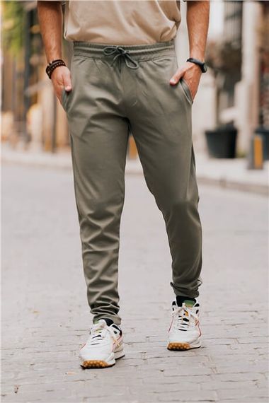 Чоловічі 2-ниточні спортивні штани кольору хакі - фото 2