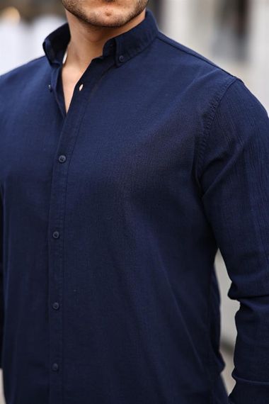 Рубашка из стираной ткани Şile – темно-синий - фото 2