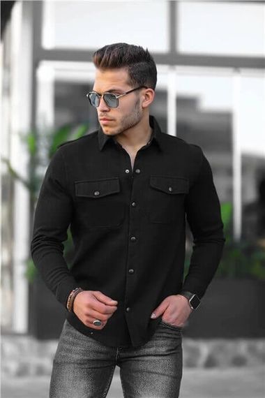 Textured Comfortable Thin Jacket/Shirt - Black - photo 1