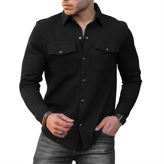 Textured Comfortable Thin Jacket/Shirt - Black - photo 5