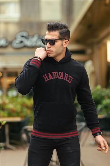 Harvard Nakışlı Polar Sweatshirt - Siyah - fotoğraf 1