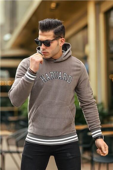 Harvard Nakışlı Polar Sweatshirt - Vizon - fotoğraf 1