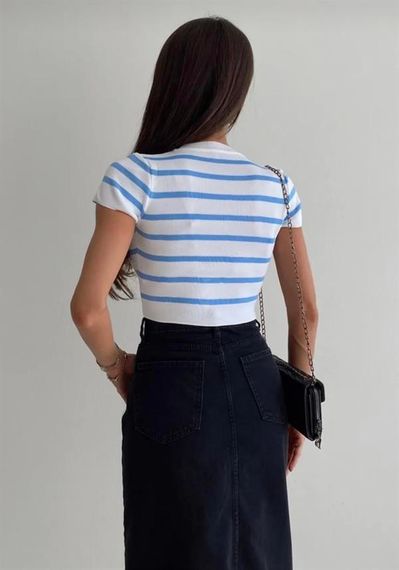 Basic Striped Knitwear - Blue - photo 4