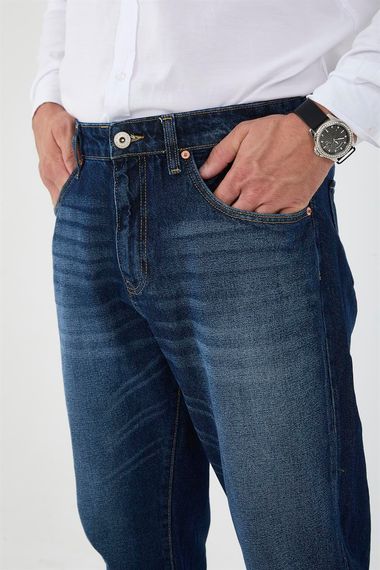 Men's Baggy Fit Denim Pants - Navy Blue with Comfortable Cut and Stylish Design for Daily Casual Wear - photo 5