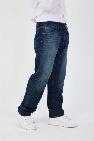 Men's Baggy Fit Denim Pants - Navy Blue with Comfortable Cut and Stylish Design for Daily Casual Wear - photo 3