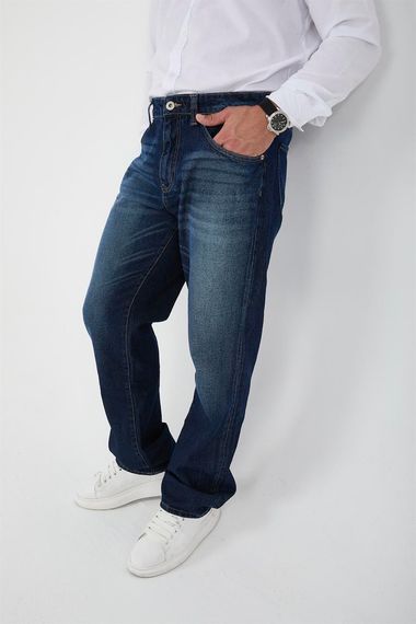 Men's Baggy Fit Denim Pants - Navy Blue with Comfortable Cut and Stylish Design for Daily Casual Wear - photo 1