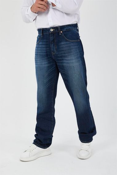 Men's Baggy Fit Denim Pants - Navy Blue with Comfortable Cut and Stylish Design for Daily Casual Wear - photo 4