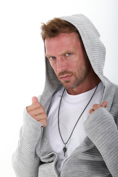 Fermuarlı Merdiven Örgü Kapüşonlu Triko Hırka/Ceket - Açıkgri - fotoğraf 4