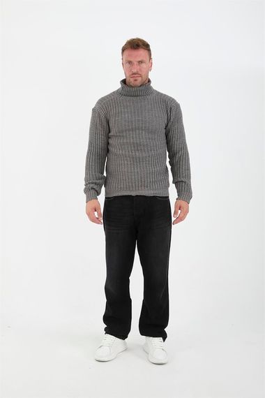 Светр Nopenli Fitil, в'язаний, із коміром "рибальська", антрацитового кольору, з акрилу, теплий, для стильного образу в холодну погоду - фото 5