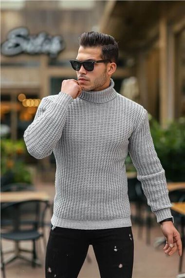 Кашеміровий светр Nopenli Fitil з риболовним коміром - світло-сірий, актуальний та зручний наряд для холодної погоди - фото 2