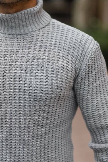 Кашеміровий светр Nopenli Fitil з риболовним коміром - світло-сірий, актуальний та зручний наряд для холодної погоди - фото 3