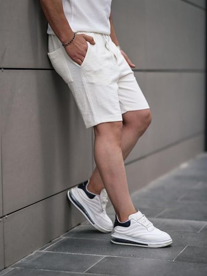 Премиальные белые вязаные шорты с узором, идеальные для повседневной носки и комбинирования с рубашками и джинсами - фото 2