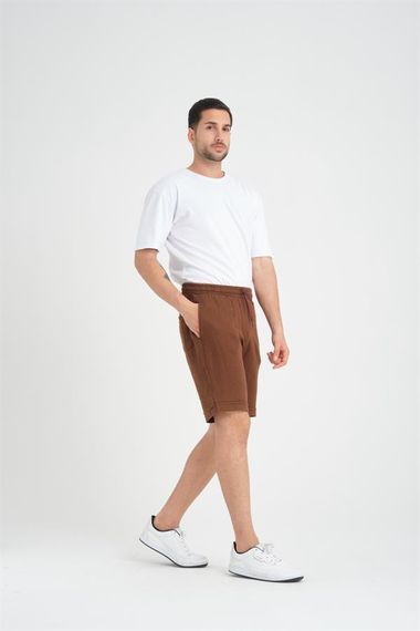 Шорти з подвійними штанинами з муслінової тканини - коричневі, 100% бавовна, дихаючі, п'ять розмірів S, M, L, XL, XXL - фото 4