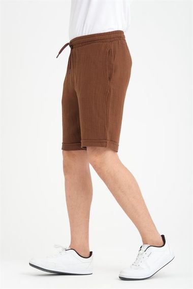 Шорти з подвійними штанинами з муслінової тканини - коричневі, 100% бавовна, дихаючі, п'ять розмірів S, M, L, XL, XXL - фото 5