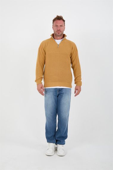 Оверсайз мужской пуловер с полурукавом в стиле Селаник, цвет горчицы, 100% хлопок, комфорт и стиль для холодных дней - фото 4