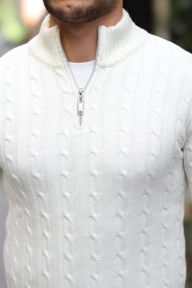 سويتر رجالي بفتحة نصفية بتصميم ضفائر الشعر - إكروا - صورة 4