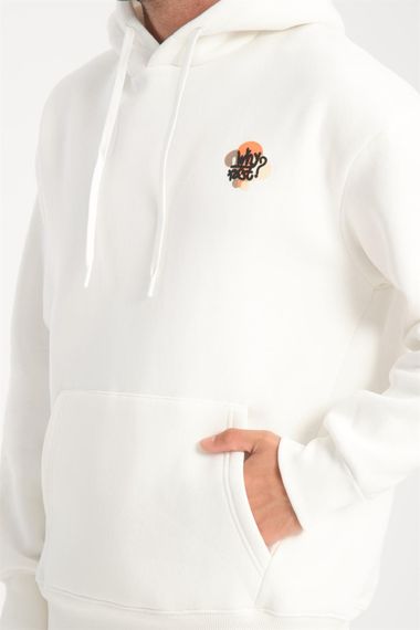 Жіночий спортивний комплект CozyFit з oversize кройкою, м'якої утепленої тканини, з принтом "Why Not" на грудях та штанах, колір - екру - фото 2