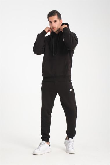 Оверсайз пудрова чоловіча спортивна форма CozyFit з м'якого флісу - чорна - фото 5