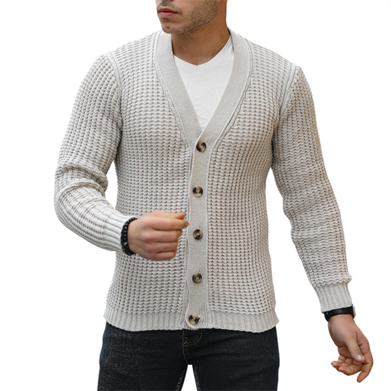 Nopenli Fitil Örgü Düğmeli Hırka - Ekru - photo 5