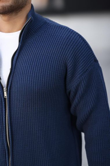 Оверсайз мужская кардиган с молнией из Селаник - Индиго, комфортный и стильный, идеален для холодной погоды, отличный выбор для повседневного образа - фото 2