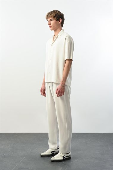 Soft Touch Kumaş Baggy Kalıp Lastikli Erkek Pantolon - Ekru - фото 3