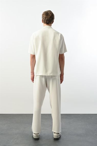 Soft Touch Kumaş Baggy Kalıp Lastikli Erkek Pantolon - Ekru - фото 4
