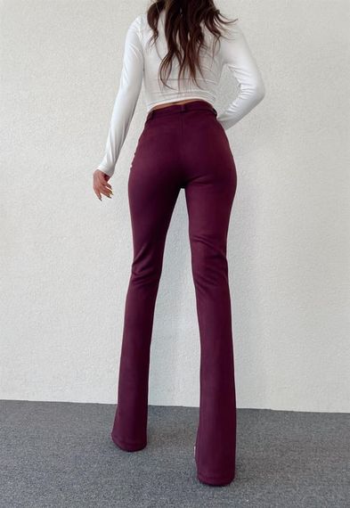 Women's Slit Suede Plum Trousers - photo 3