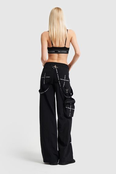 Women's Black Color Printed Slopet Strap Loose Cut Design Trousers - photo 4