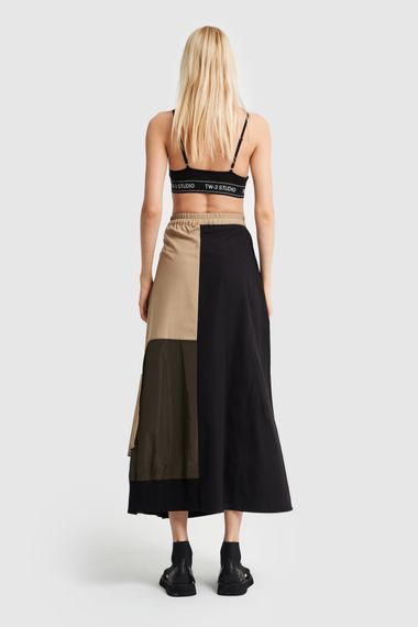 Women's Khaki Beige Piece Design Skirt - photo 4