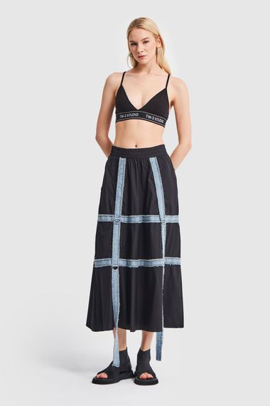 Women's Black Color Denim Fabric Piece Design Skirt - photo 2