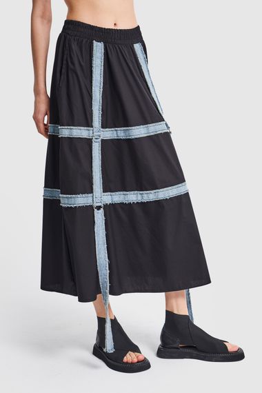 Women's Black Color Denim Fabric Piece Design Skirt - photo 1