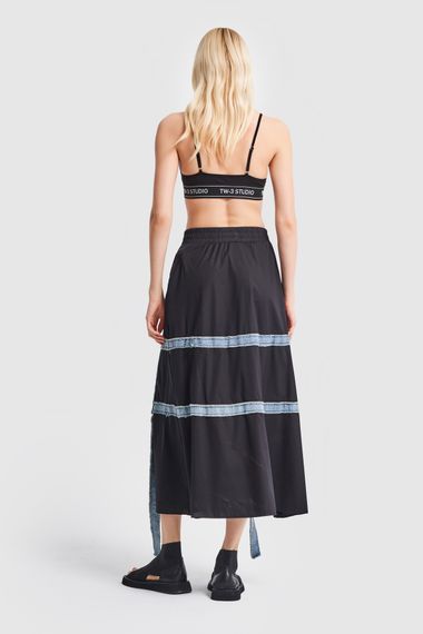 Women's Black Color Denim Fabric Piece Design Skirt - photo 3