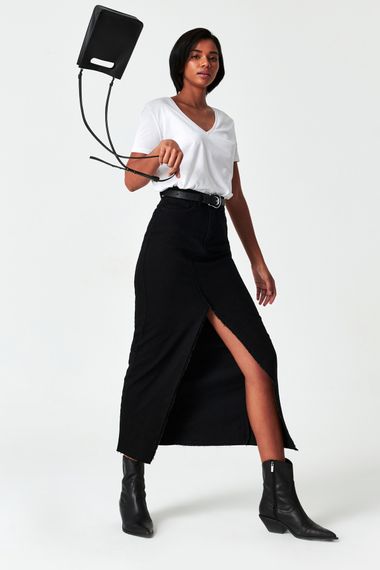 Kadın Siyah Renk Mini Boy Askılı Suni Deri Çanta - fotoğraf 4
