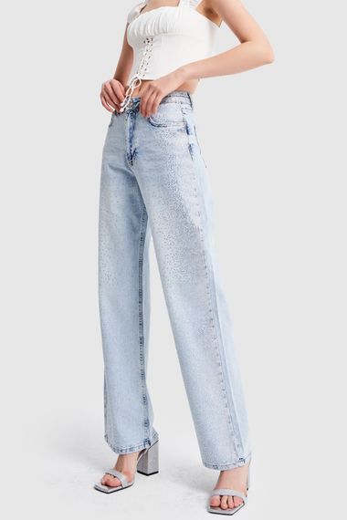 Жіноча джинсова тканина прямого крою кольору блискучого каменю Snow Denim - фото 1