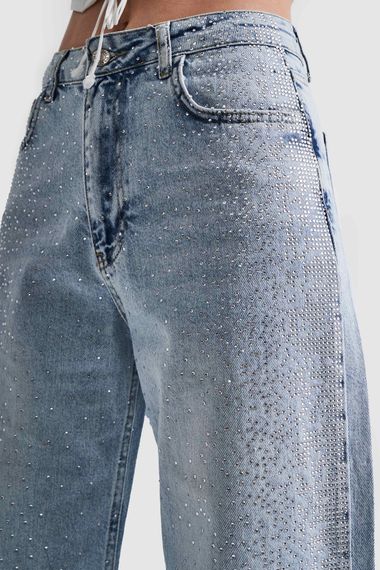 Жіноча джинсова тканина прямого крою кольору блискучого каменю Snow Denim - фото 5