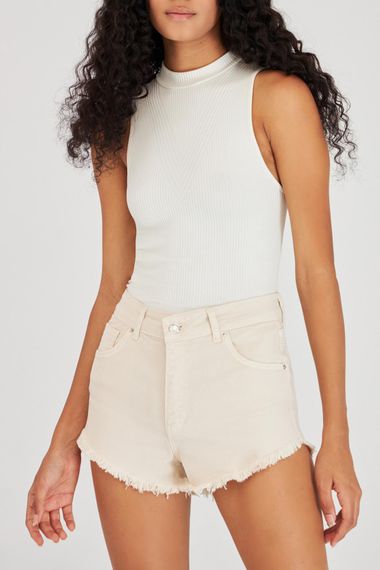 High Waist Beige Mini Shorts - photo 5