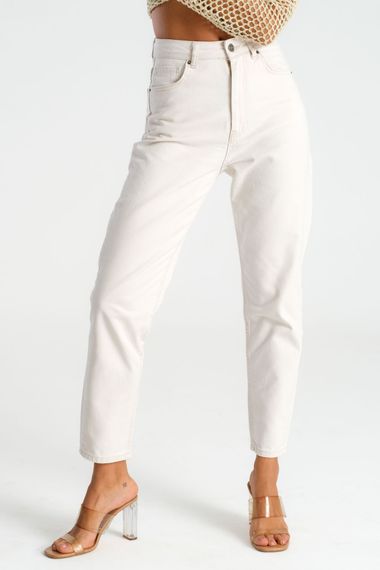 High Waist Beige Mom Jean - photo 1